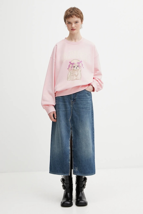 GANNI bluza bawełniana A1060026 A1060026 różowy