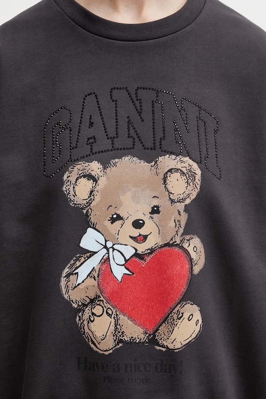 GANNI bluza bawełniana szary A1060027