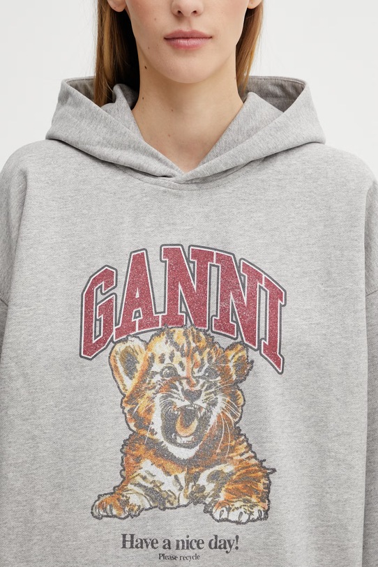 GANNI bluza bawełniana szary A1060024