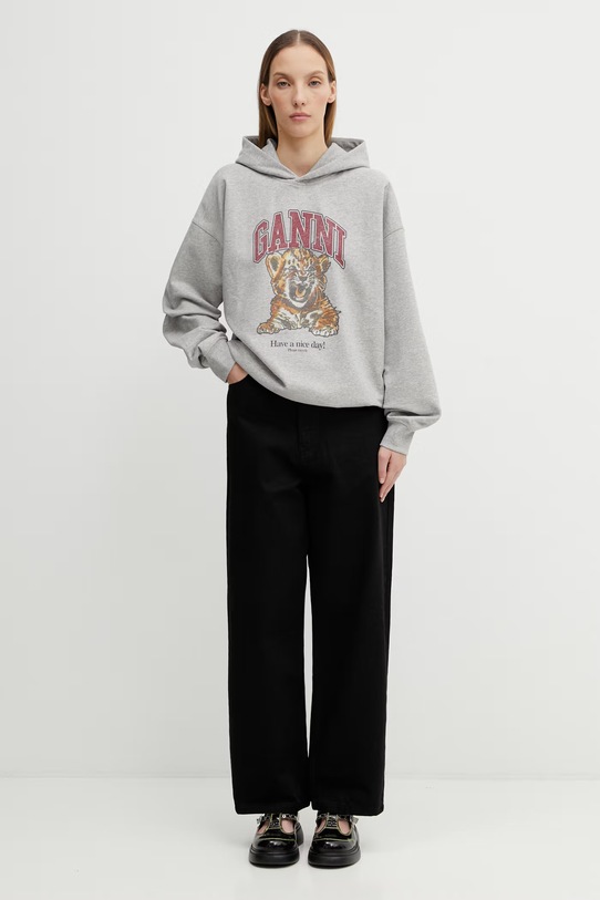 GANNI bluza bawełniana A1060024 szary