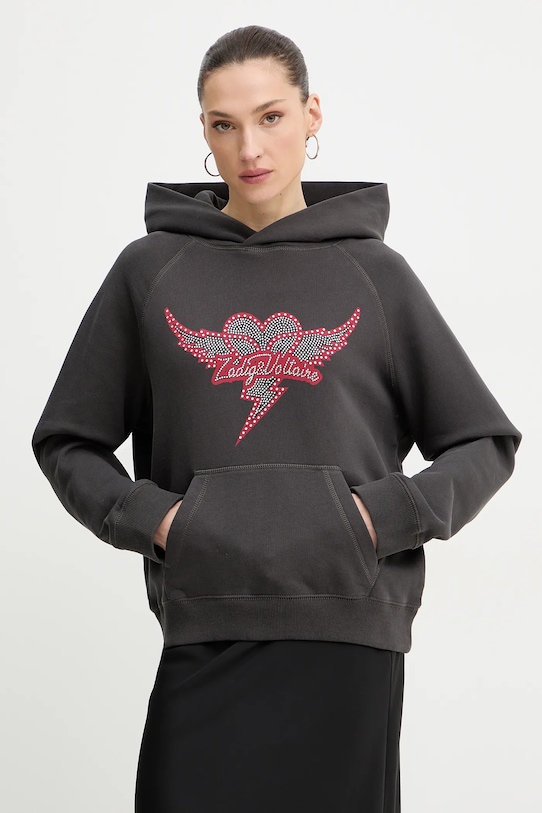 ZADIG&VOLTAIRE bluza bawełniana nadruk szary JWSS01688