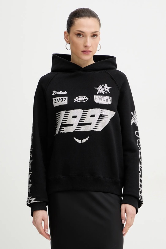 Βαμβακερή μπλούζα ZADIG&VOLTAIRE βαμβάκι μαύρο JWSS01675