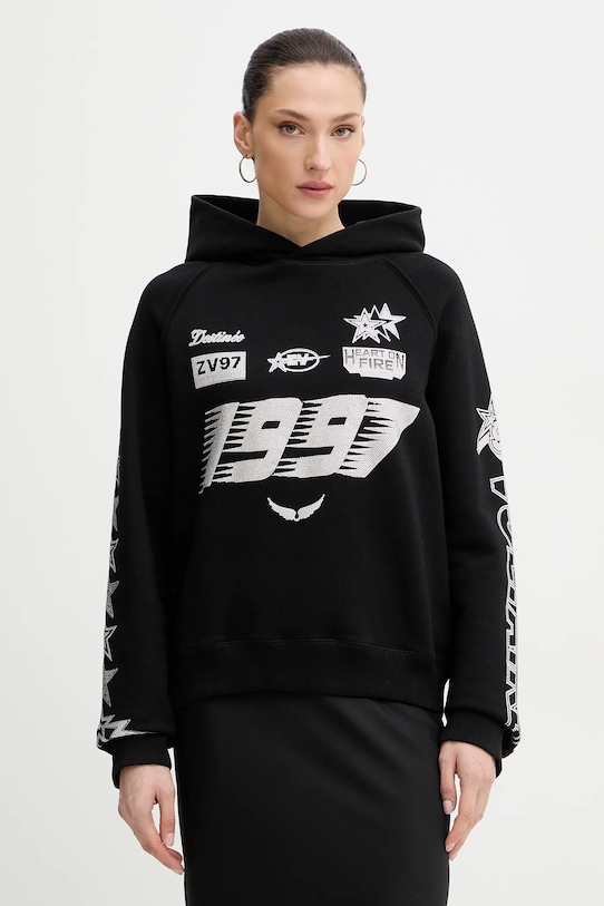 Βαμβακερή μπλούζα ZADIG&VOLTAIRE βαμβάκι μαύρο JWSS01675