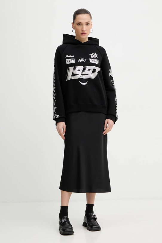 Βαμβακερή μπλούζα ZADIG&VOLTAIRE JWSS01675 μαύρο SS26