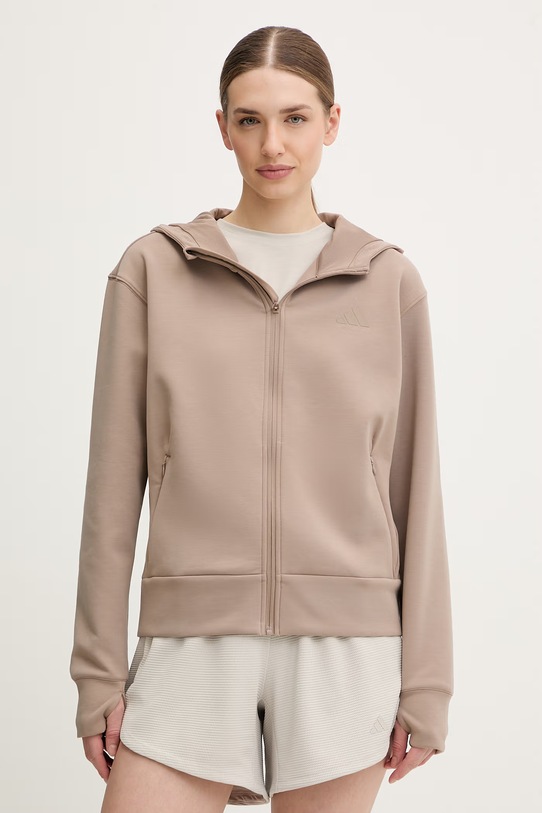 adidas Performance bluza sportowa D4T z kapturem brązowy JX7311