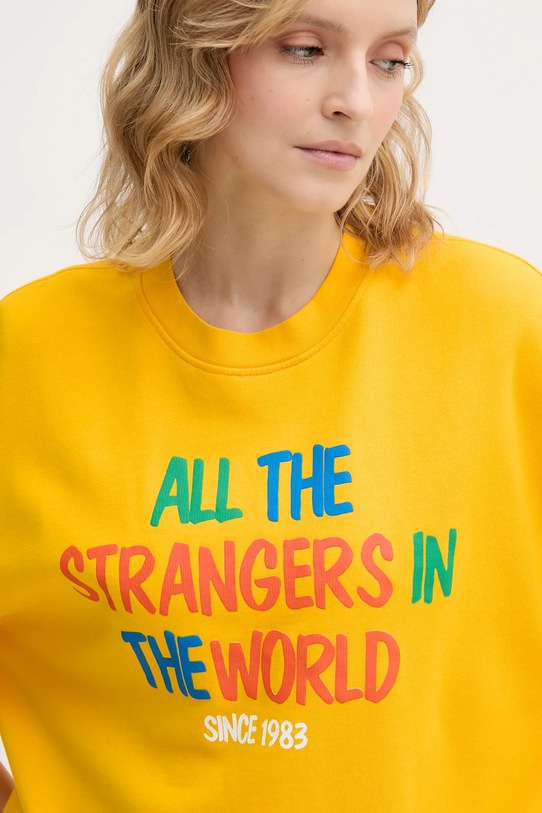 Παιδική βαμβακερή μπλούζα United Colors of Benetton x Stranger Things κίτρινο 33NVD10BB