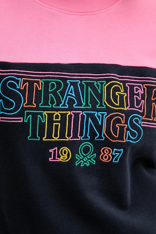 Παιδική βαμβακερή μπλούζα United Colors of Benetton x Stranger Things 33NVD10BB σκούρο μπλε