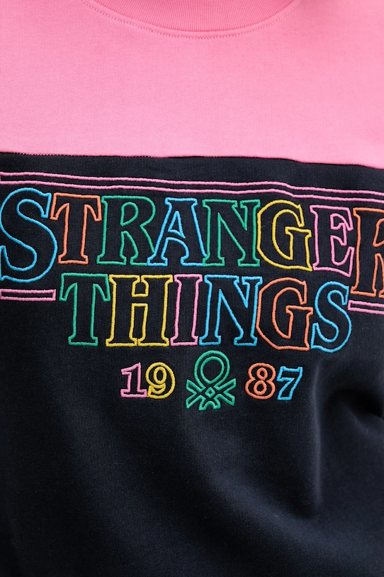 Παιδική βαμβακερή μπλούζα United Colors of Benetton x Stranger Things 33NVD10BB σκούρο μπλε