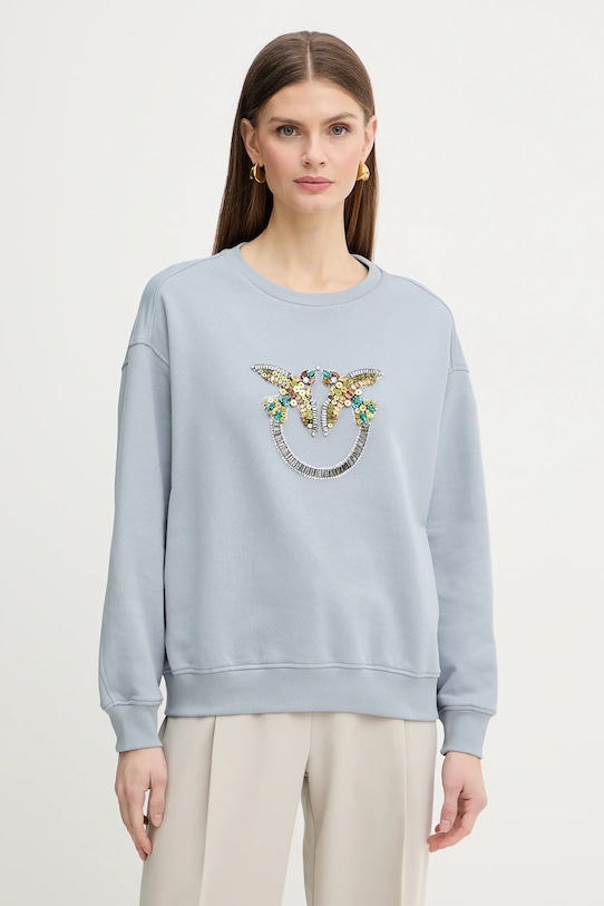 Βαμβακερή μπλούζα Pinko χωρίς κουκούλα μπλε 100534.A33G