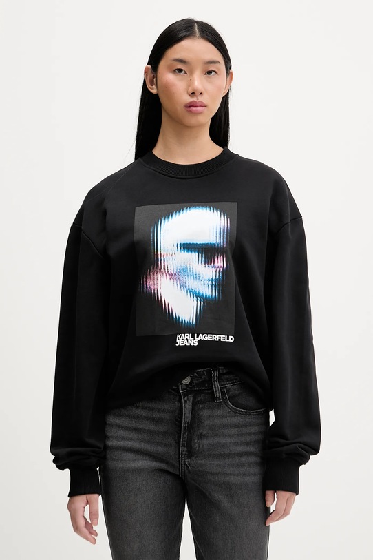 Karl Lagerfeld Jeans hanorac de bumbac print negru B1W20049