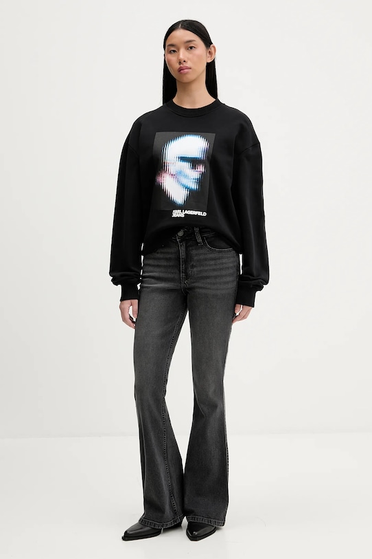 Karl Lagerfeld Jeans hanorac de bumbac B1W20049 negru SS26