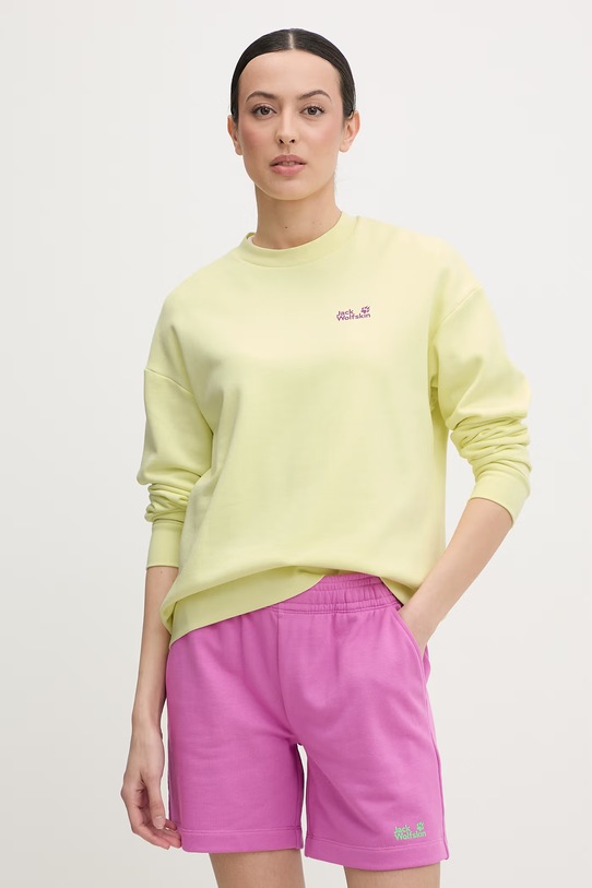 Jack Wolfskin dukserica ženska pamučna Celebrate The Paw zlatna A65903