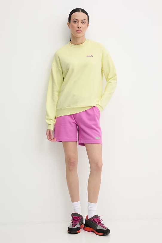 Jack Wolfskin mikina dámská bavlněná Celebrate The Paw A65903 žlutá SS26