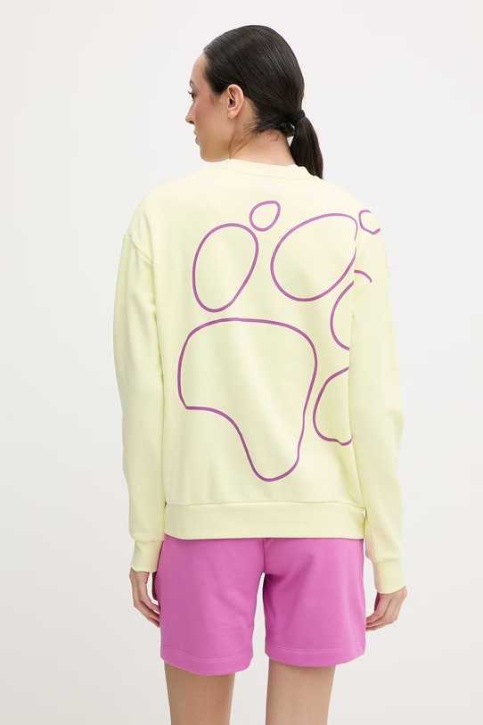 Odzież Jack Wolfskin bluza damska bawełniana Celebrate The Paw A65903 żółty