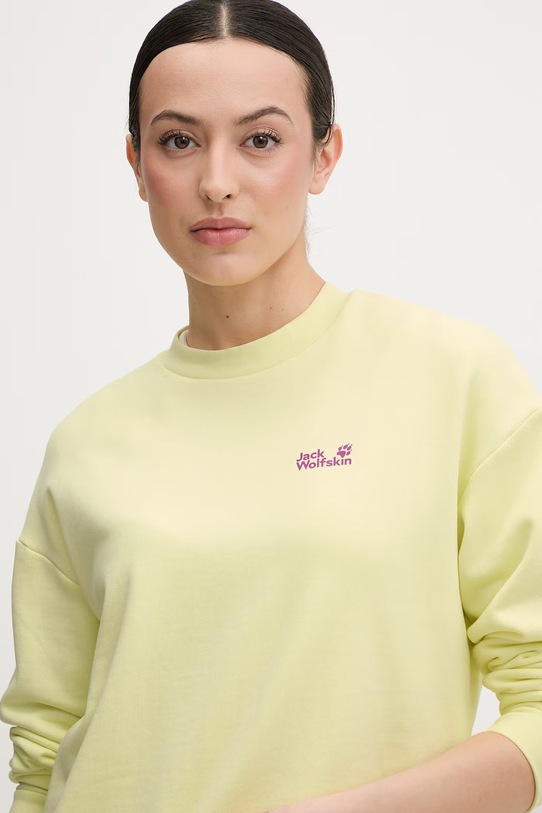 Jack Wolfskin dukserica ženska pamučna Celebrate The Paw zlatna A65903
