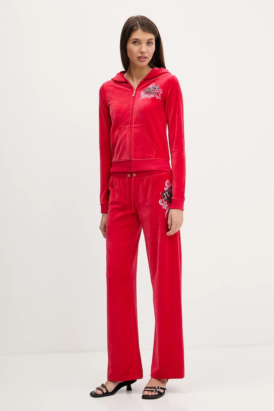 Juicy Couture bluza welurowa Wrap You Up JCNAS126451 czerwony SS26