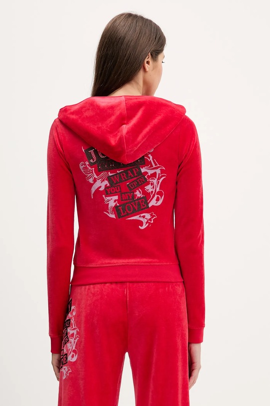 Odzież Juicy Couture bluza welurowa Wrap You Up JCNAS126451 czerwony