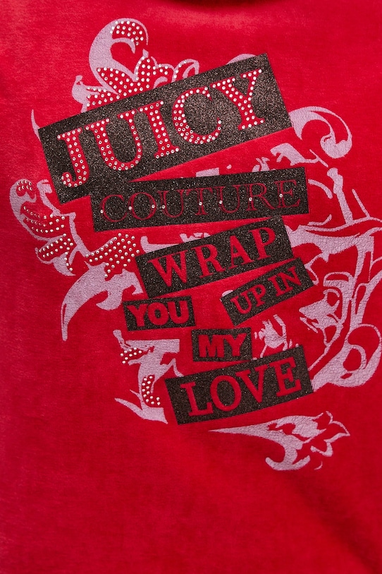 Juicy Couture bluza welurowa Wrap You Up JCNAS126451 czerwony