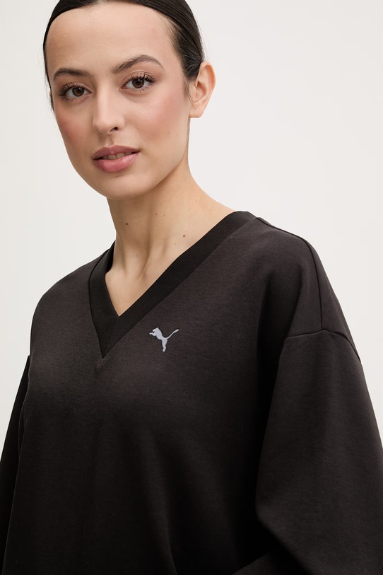 Puma bluza damska z bawełną Essentials Elevated czarny 691816