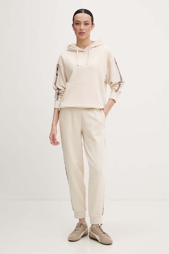 Puma bluza z kapturem damska bawełniana Essentials Graphic Animal 691822 beżowy SS26