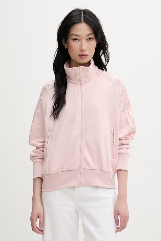 adidas Originals hanorac cu fermoar pentru femei, din bumbac Firebird roz KC6450