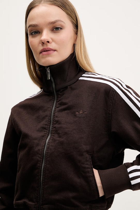 adidas Originals jachetă de bumbac Firebird maro KD2937