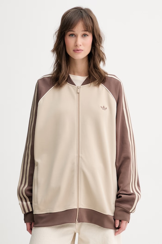 adidas Originals bluza rozpinana damska z bawełną beżowy KD8825