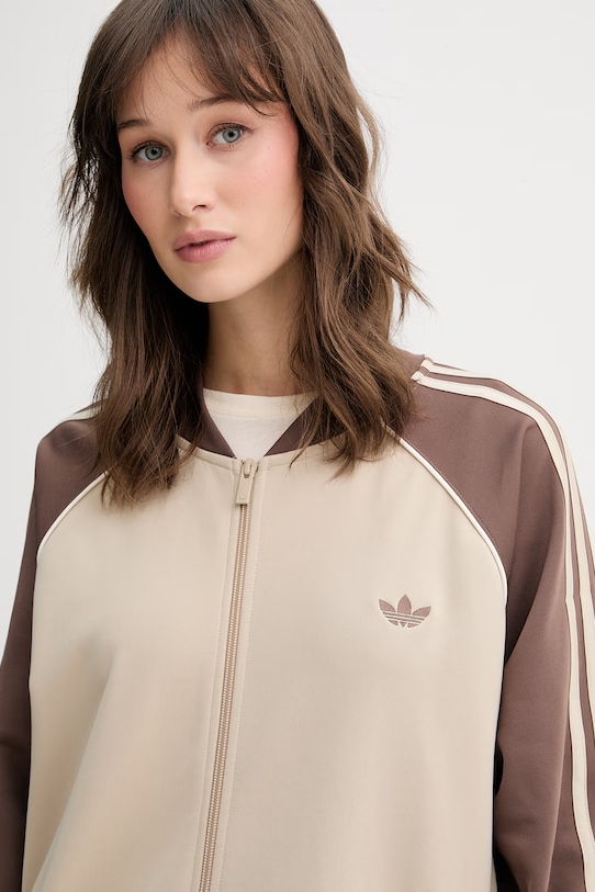 adidas Originals bluza rozpinana damska z bawełną beżowy KD8825