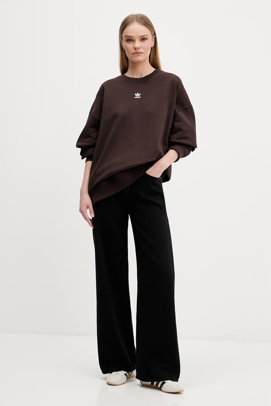 adidas Originals bluza bawełniana KD9120 brązowy SS26