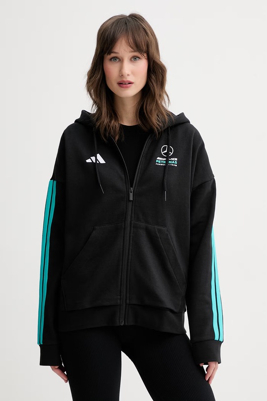 adidas bluza z kapturem damska z bawełną x Mercedes czarny KE5929