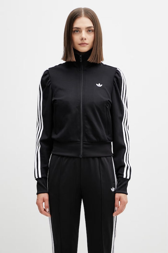 adidas Originals μπλούζα με κουμπιά Γυναικεία απλικέ μαύρο KS1362
