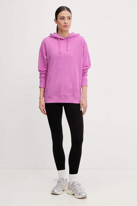 Puma bluza z kapturem damska z bawełną Essentials Relaxed 692971.D różowy SS26
