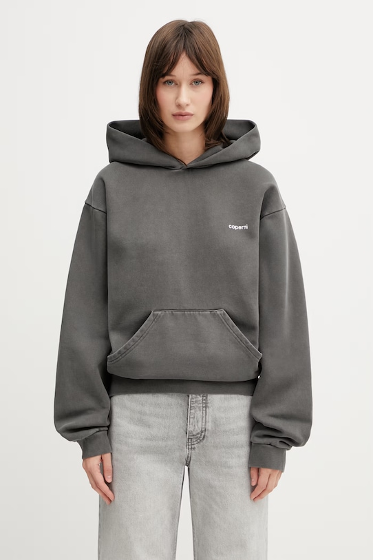 Coperni bluza z kapturem damska z bawełną szary COPJS15F5035