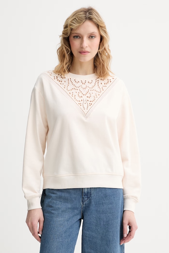Morgan bluza damska z bawełną beżowy TSPRING