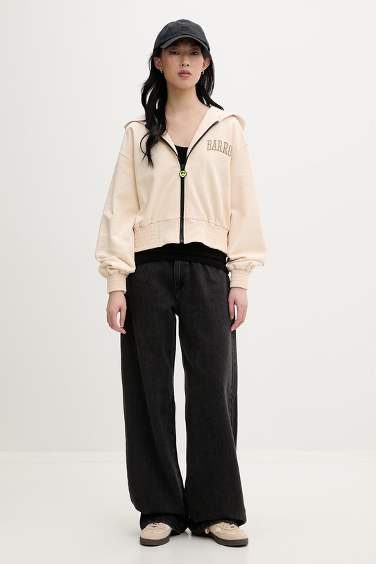 Barrow bluza rozpinana damska bawełniana S6BWWOZH120 beżowy SS26