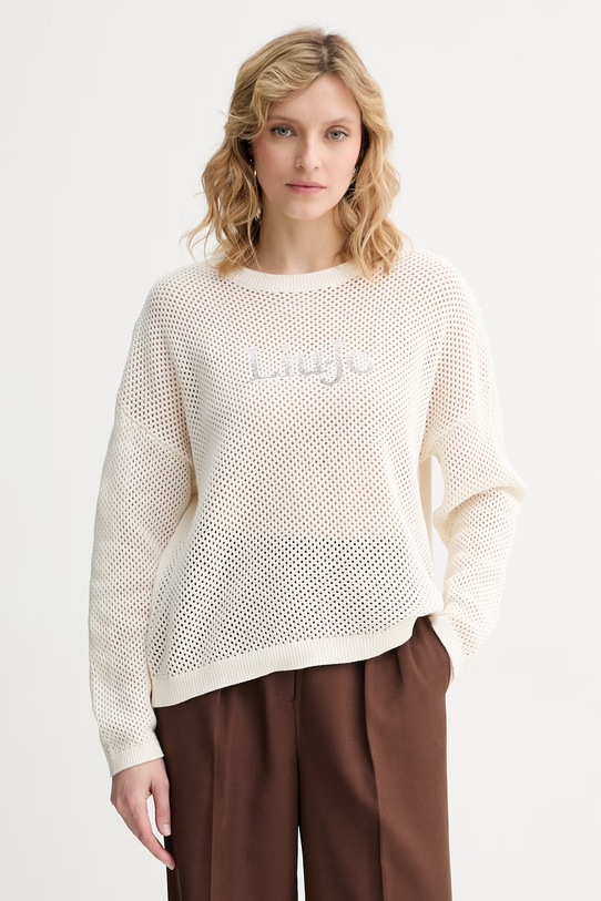Liu Jo sweter damski bawełniany beżowy TA6111.MS71G