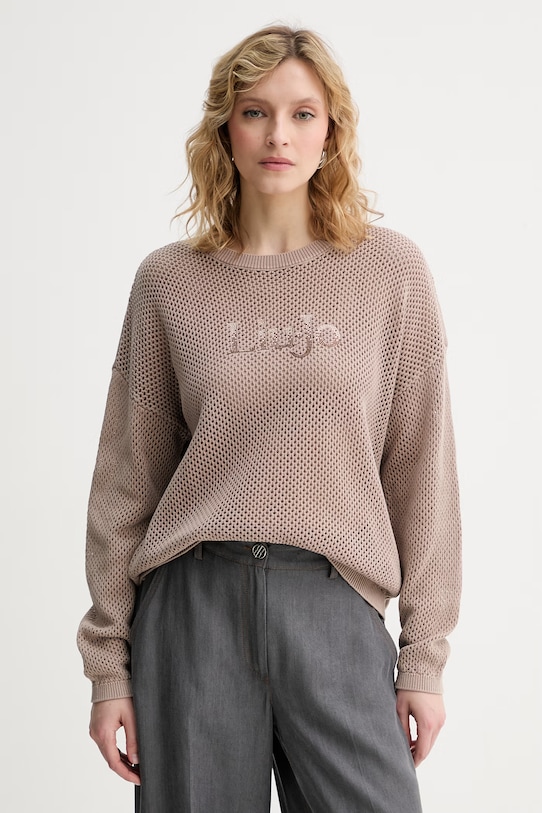 Liu Jo sweter damski bawełniany beżowy TA6111.MS71G