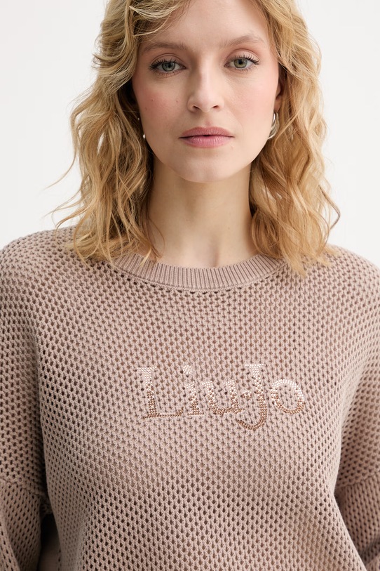 Liu Jo sweter damski bawełniany beżowy TA6111.MS71G