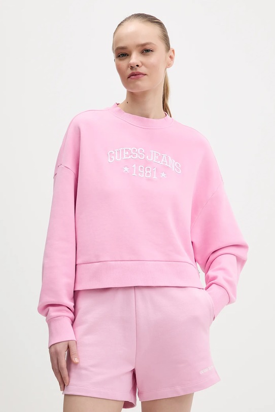 Bavlnená mikina Guess Jeans bavlna ružová W6RQ04.KCPR1
