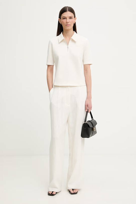 Calvin Klein polo damskie LV044F205G beżowy SS26