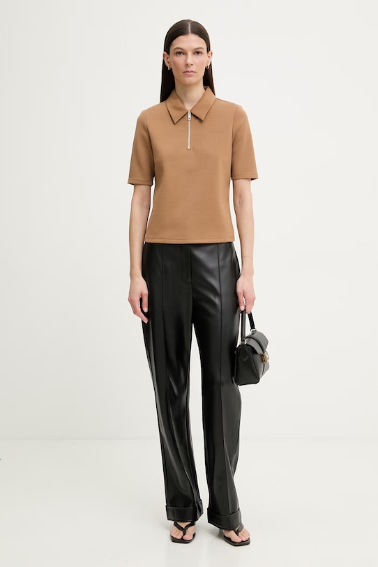 Calvin Klein polo damskie LV044F205G brązowy SS26