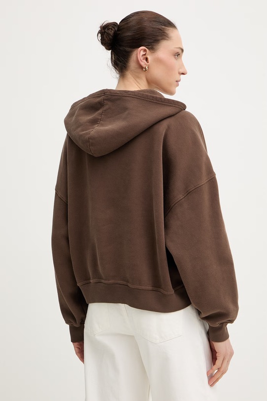 Odzież American Vintage bluza z kapturem damska bawełniana PLI03D brązowy