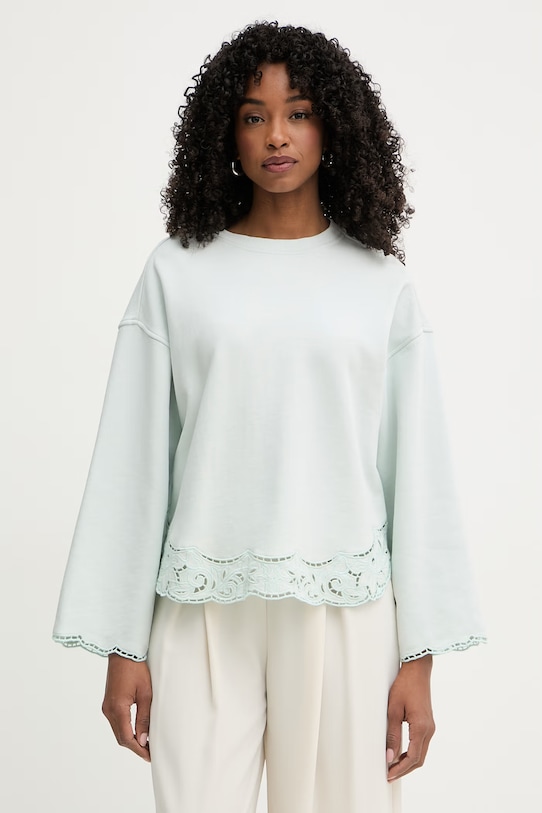 Twinset bluza damska bawełniana zielony 261TP205A