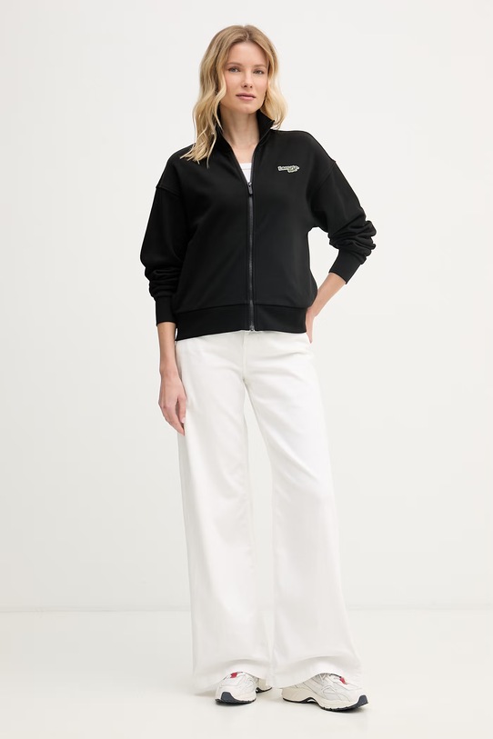 Lacoste bluza rozpinana damska z bawełną SF0040 czarny SS26