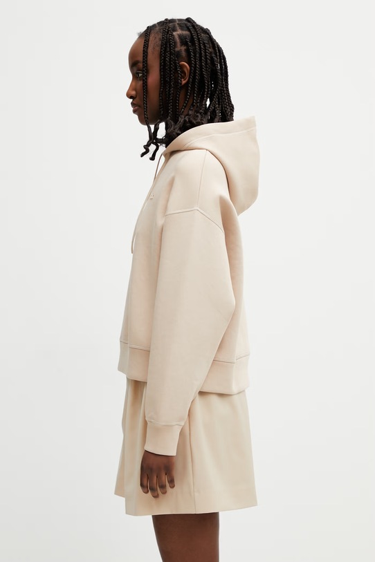 Lacoste Суичър с качулка с памук дамски SF0048 бежов SS26