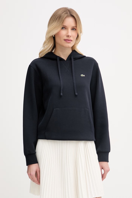 Lacoste Μπλούζα με κουκούλα γυναικεία με βαμβάκι με ελαστάν σκούρο μπλε SF5259