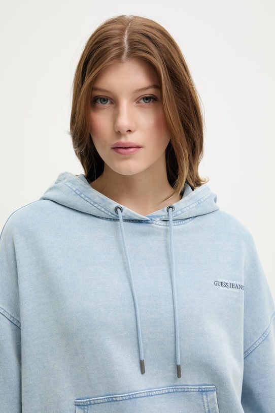 Guess Jeans Felpa con cappuccio da donna in cotone blu W5GQ32.KCTJ1