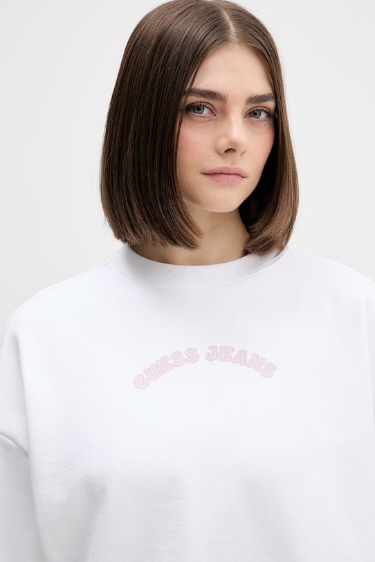 Guess Jeans mikina dámska bavlnená biela W6GQB0.K68I4