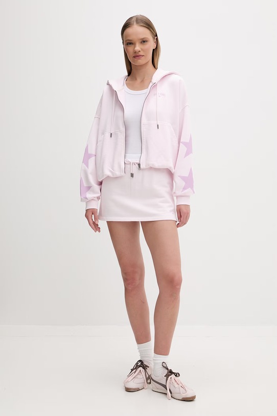Guess Jeans bluza rozpinana z kapturem damska bawełniana W6GQ06.K68I4 różowy SS26