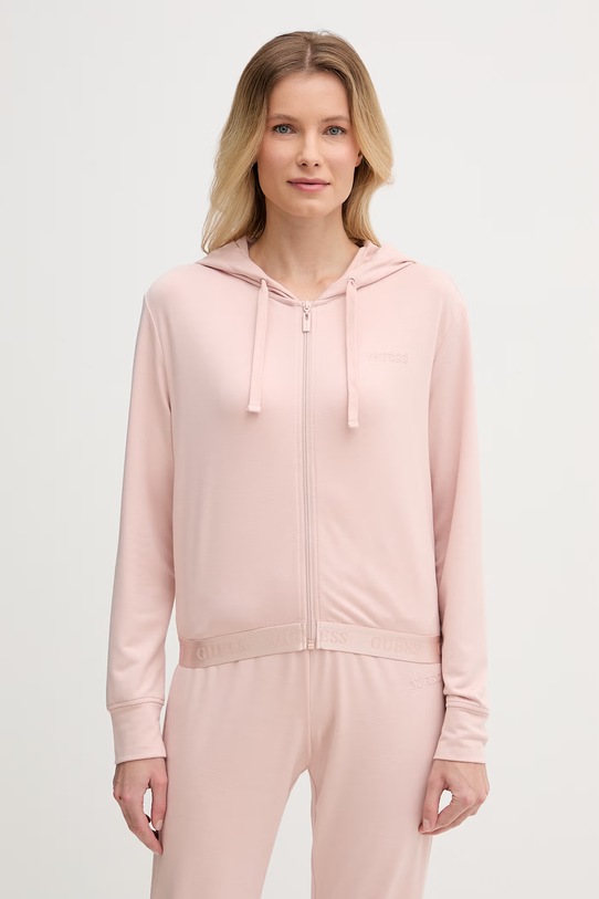 Guess pulover s kapuco ženski JUNIE roza O6GQ01.KCQP2